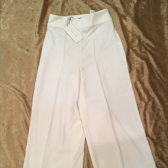 zara white high waisted pants